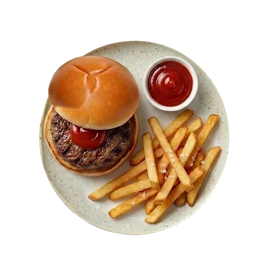 Hamburger with chips